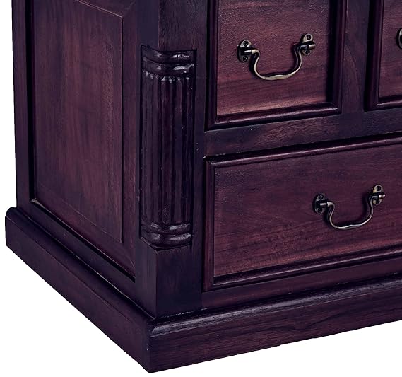 Mango Wood Sulla LED TV Stand Entertainment Unit Storage TV Cabinet for Living Room (Walnut Finish)