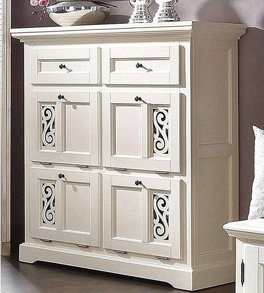 APRODZ Mango Wood Preto Shoe Cabinet for Home | Shoe Rack Organiser | White Finish