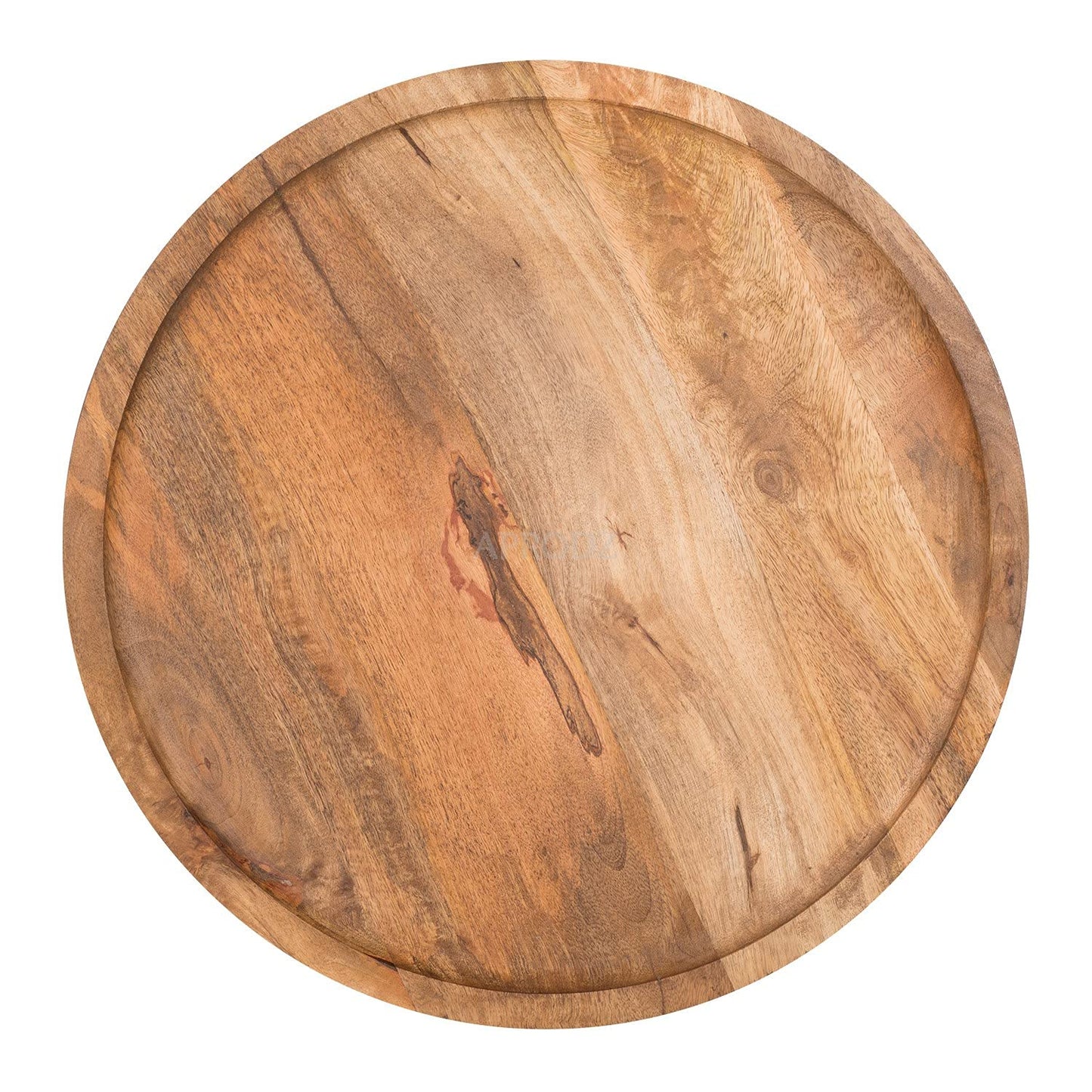 APRODZ Round Auxiliary Solid Wood and Metal Nesting Table (Mango Wood - Natural + White Powder Coated)