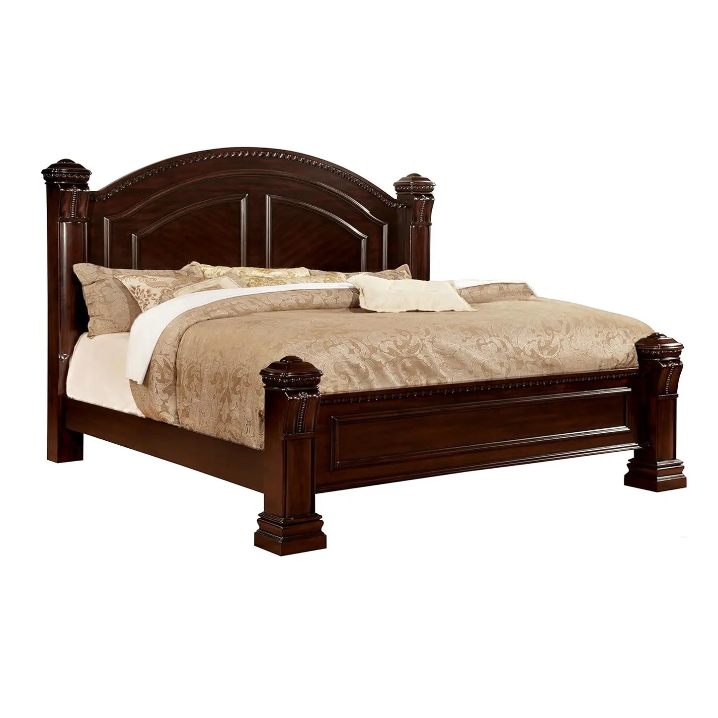 Solid Wood Without Storage Queen Size Clare Bed for Bedroom Stylish | Dark Brown Finish