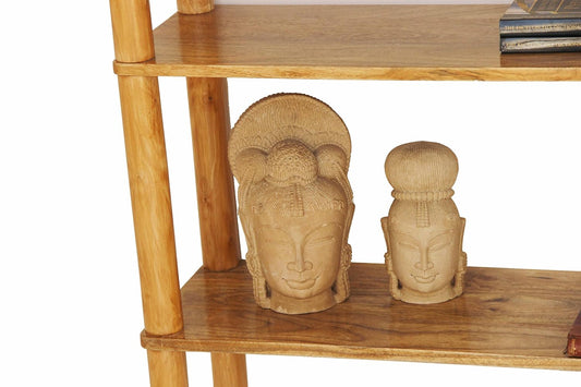 Solid Wood Designer Bookcases and Book Shelves for Living Room | Rack Shelf | Brown Finish