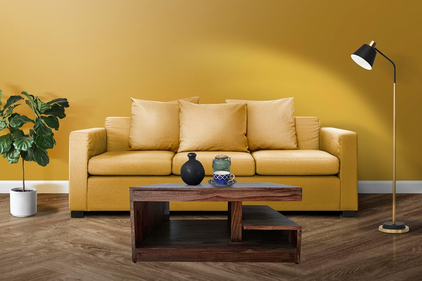 Natural Walnut Solid Wood Coffee Table – Durable and Elegant Living Room Furniture