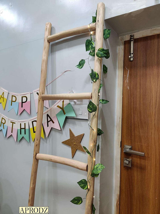 Aprodz Decorative Ladder Towel Drying Rack, Towels Rack Stand with Storage Shelf Tall for Bathroom, Bedroom, Natural