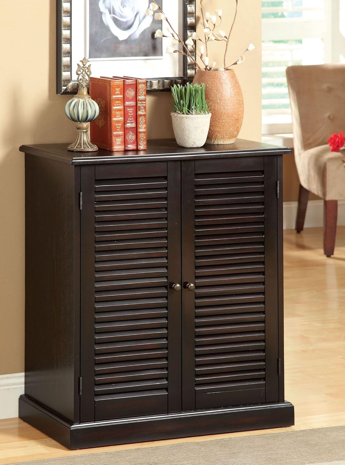 APRODZ Mango Wood Alvara Shoe Cabinet for Home | Shoe Rack Organiser | Brown Finish