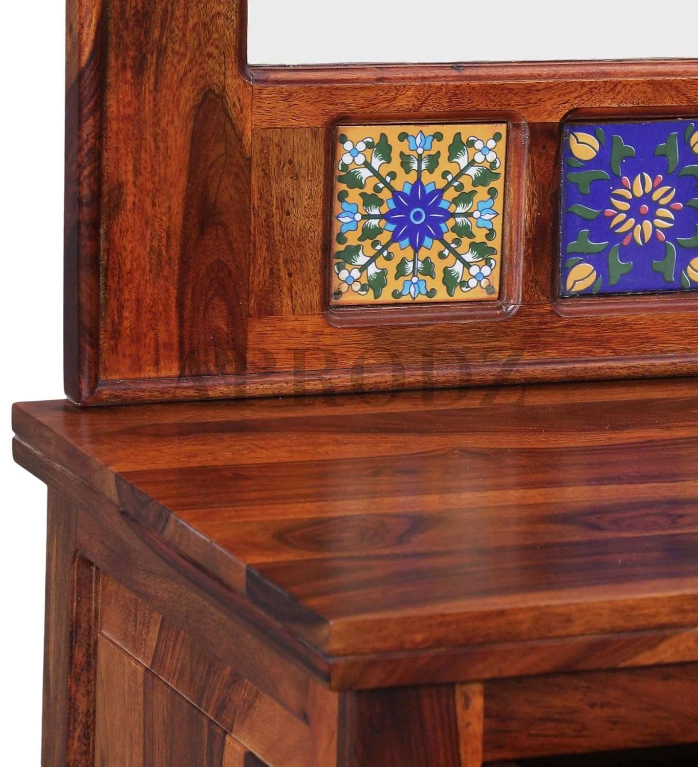 APRODZ Siramika Sheesham Wood Dressing Table with Three Drawer Storage for Living Room (Honey Oak Finish)