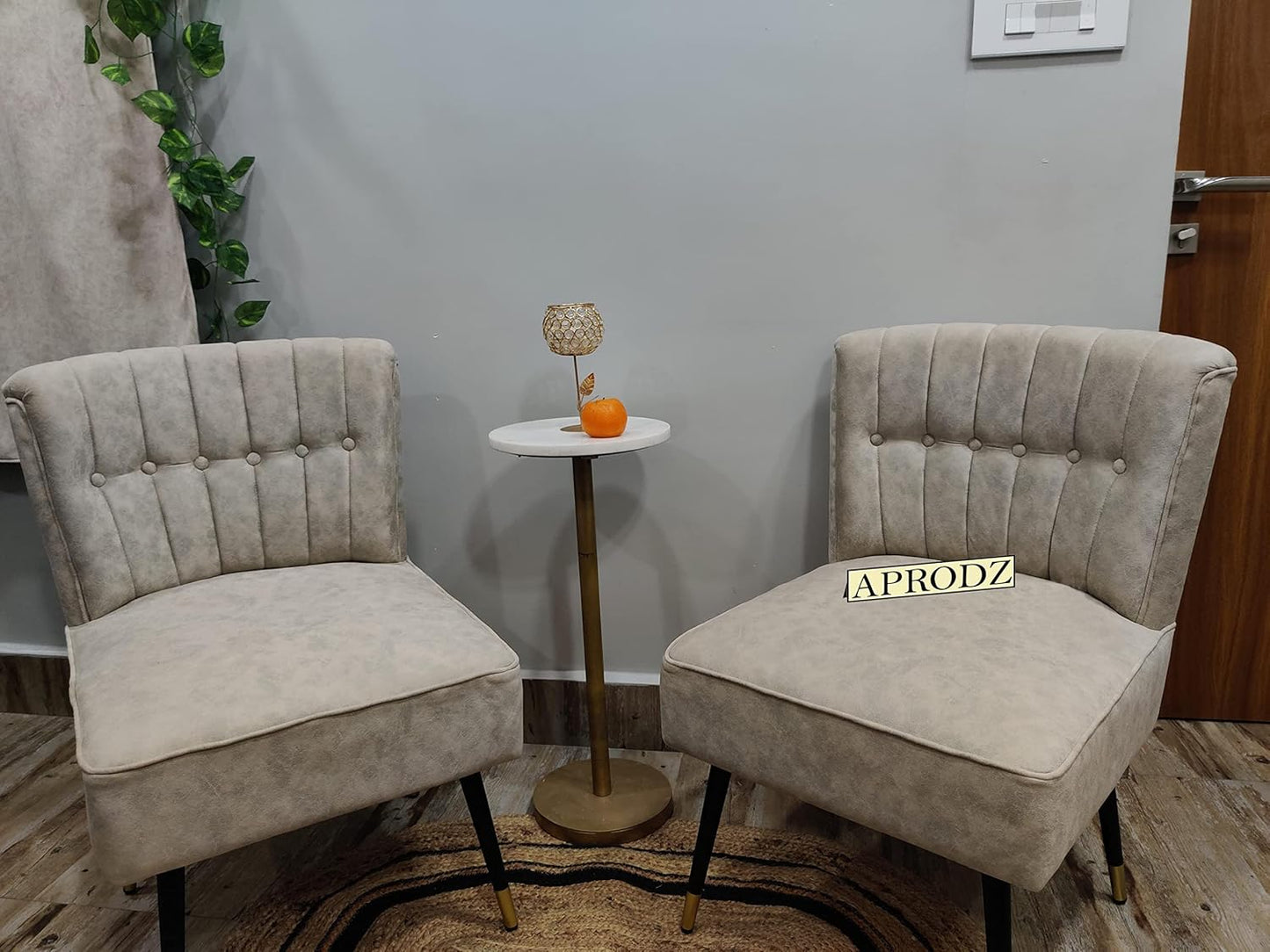 APRODZ Komfi Stunning, Elegant & Comfortable Chair Soft Padded for Long time Seating with Comfort for Home, Cafe, Office & Hotel (Beige Suede)