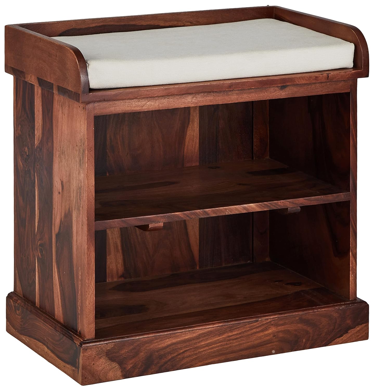APRODZ Plata Small Shoe Rack Wooden Multipurpose Storage Cabinet with Seat (Teak Finish)