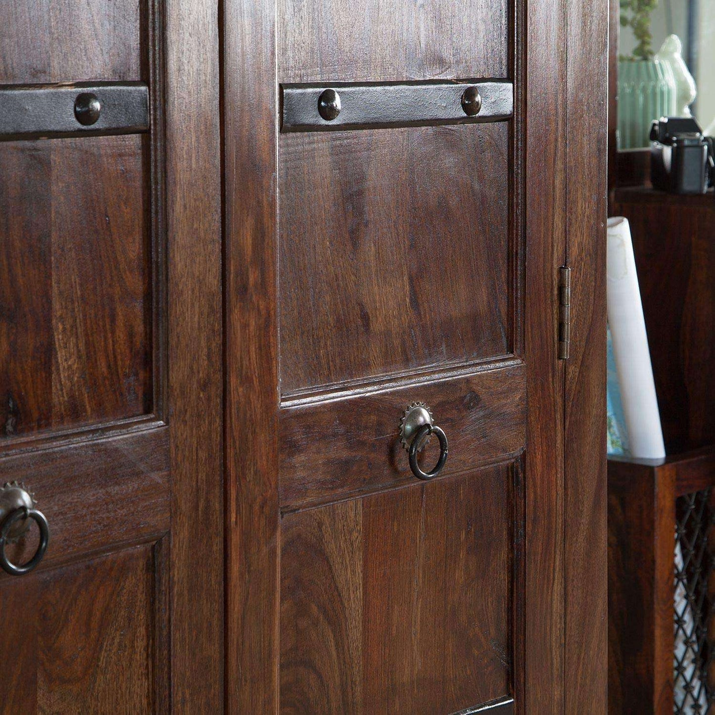 APRODZ Sheesham Wood Multipurpose Storage 2-Door Lima Wardrobe Almirah