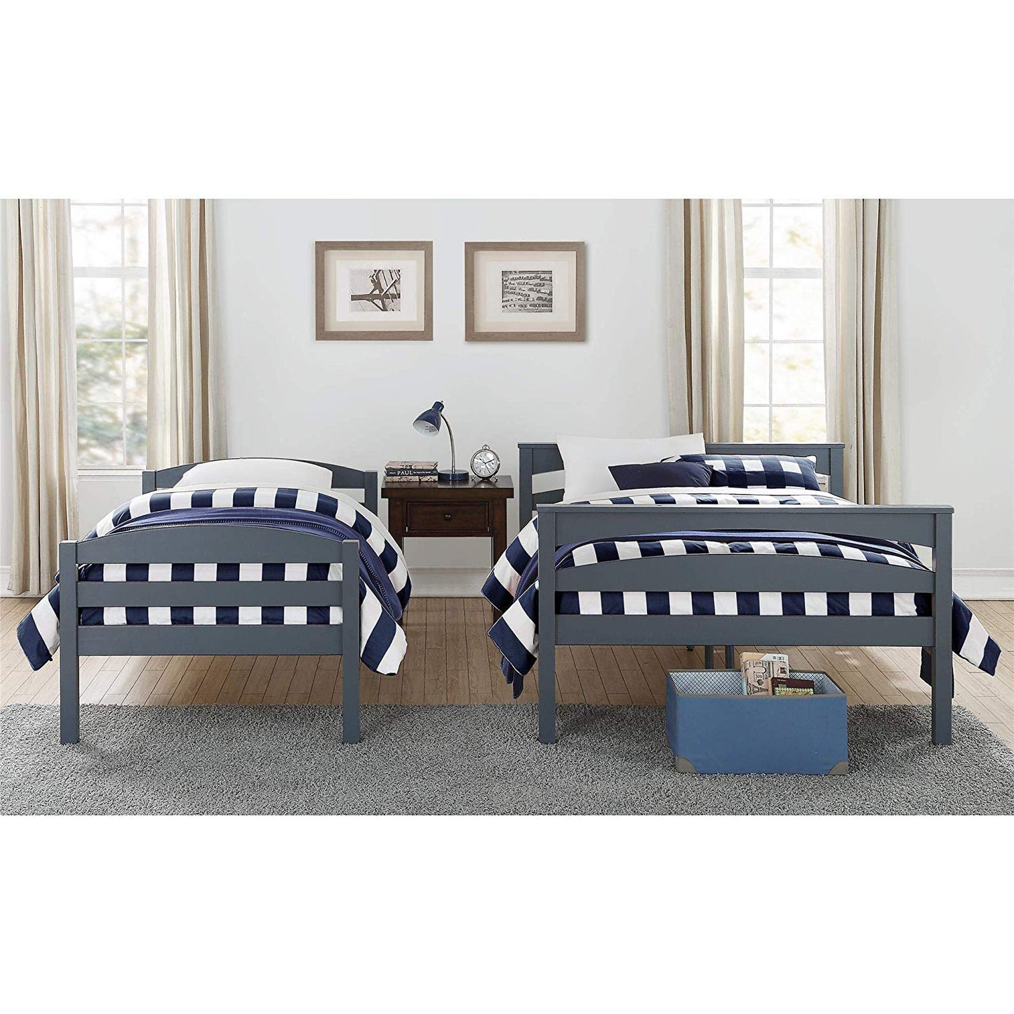 APRODZ Solid Wood Reese Bunk Bed for Bedroom | Light Grey Finish