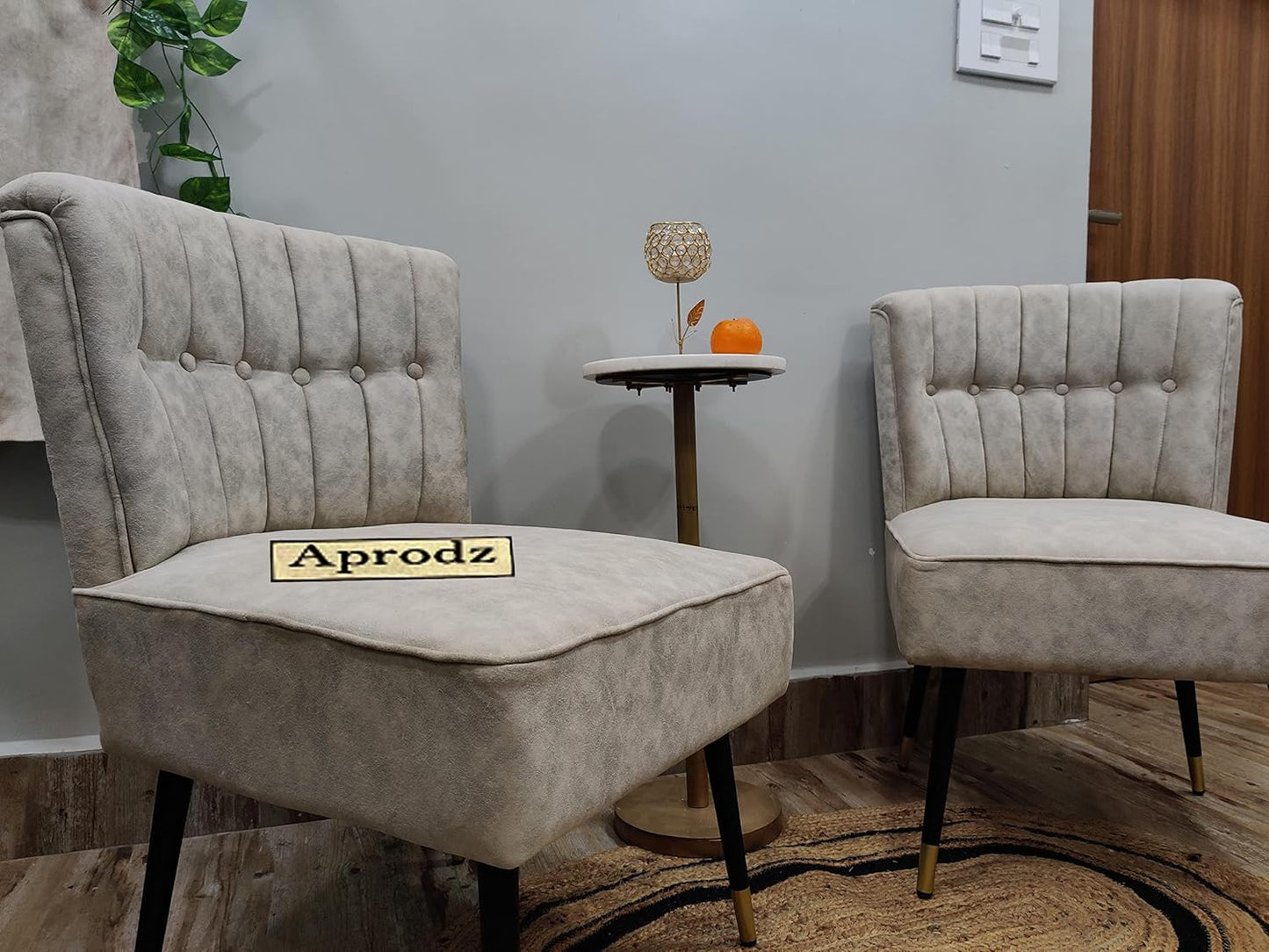 APRODZ Komfi Stunning, Elegant & Comfortable Chair Soft Padded for Long time Seating with Comfort for Home, Cafe, Office & Hotel (Beige Suede)