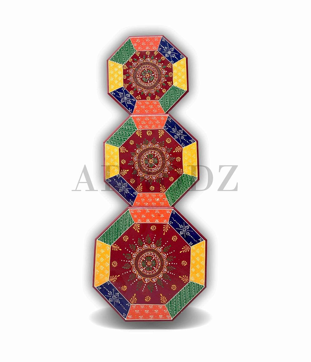 APRODZ Handpainted Bajot: Antique Design, Multipurpose Stool, Decorative Pooja Mandir Stand
