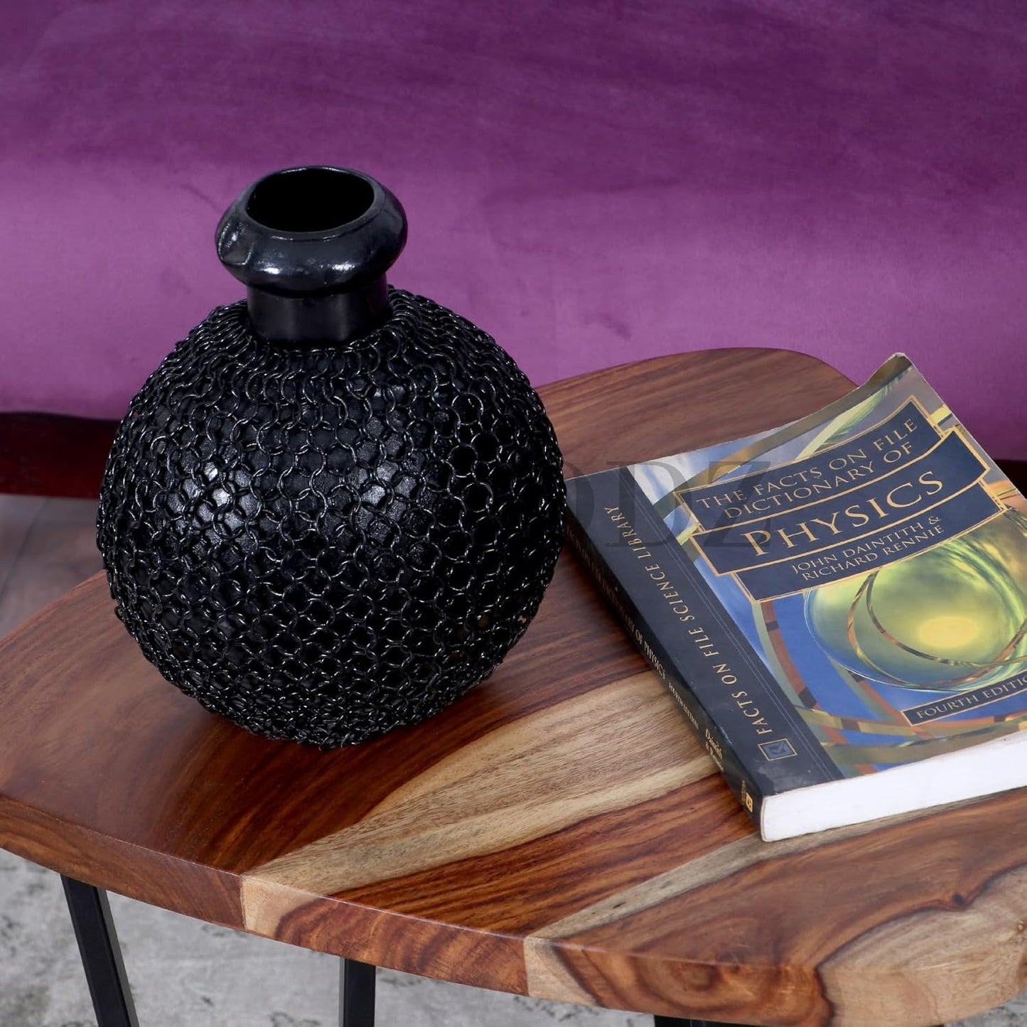 Trikon Sheesham Wood And Metal Side End Table