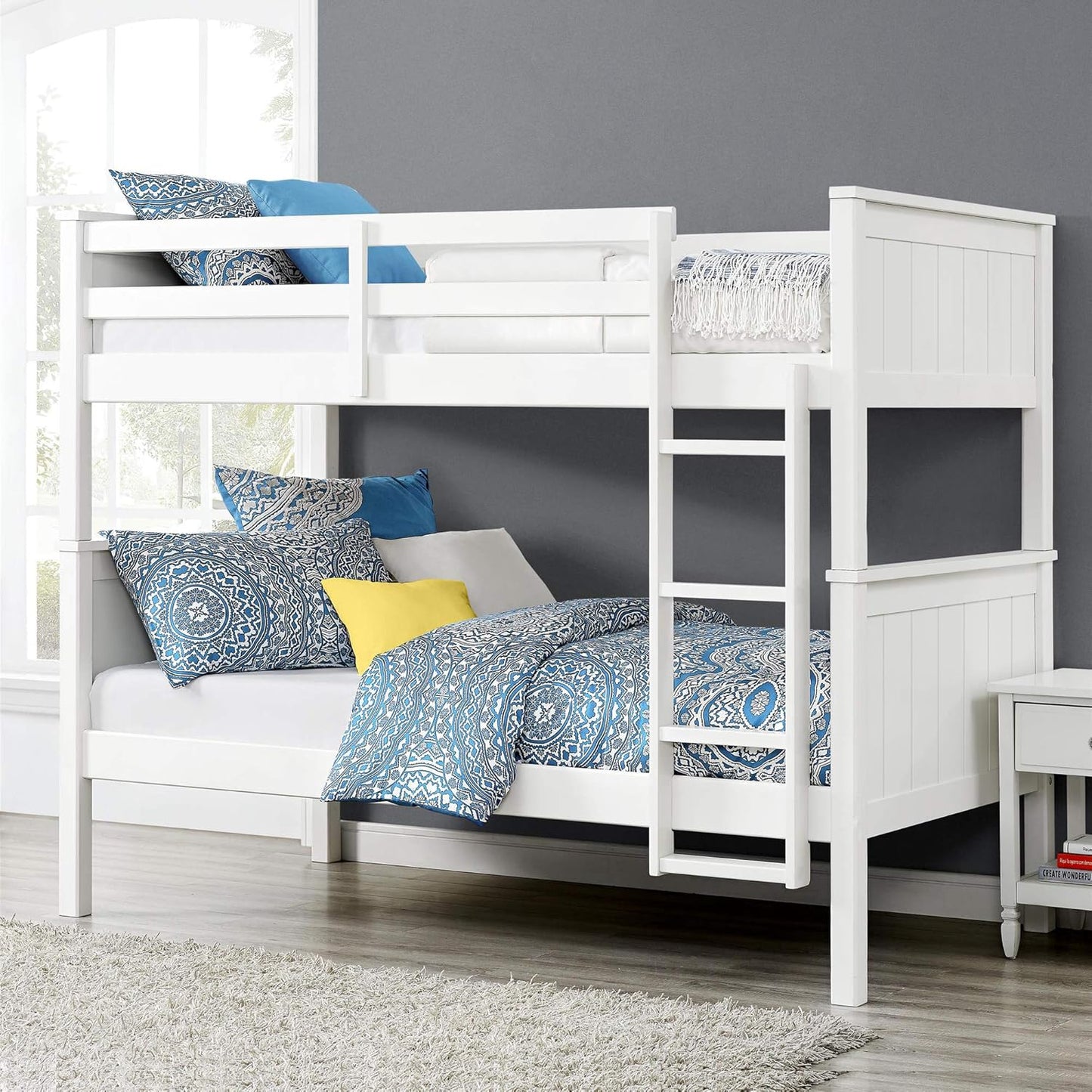 APRODZ Dalton Solid Wood Bunk Bed for Bedroom (Wood - White)