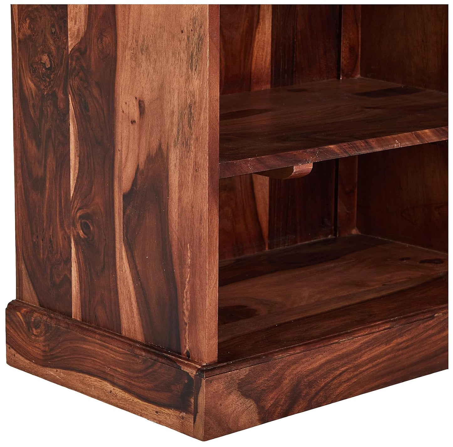 APRODZ Plata Small Shoe Rack Wooden Multipurpose Storage Cabinet with Seat (Teak Finish)