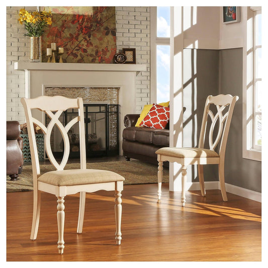 APRODZ Mango Wood Cordoba Dining Chair Set for Home | Set of 2 Chair | Cream Finish