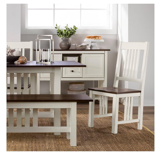 APRODZ Mango Wood Edirne Dining Chair Set for Home | Set of 2 Chair | White Finish