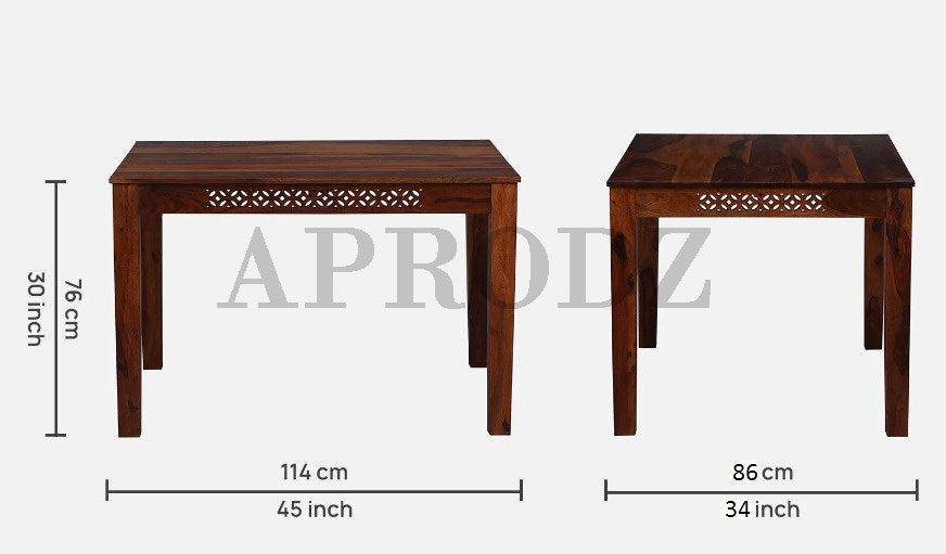 Sheesham Wood Durque 4 Seater Dining Table Set for Home | Dining Furniture