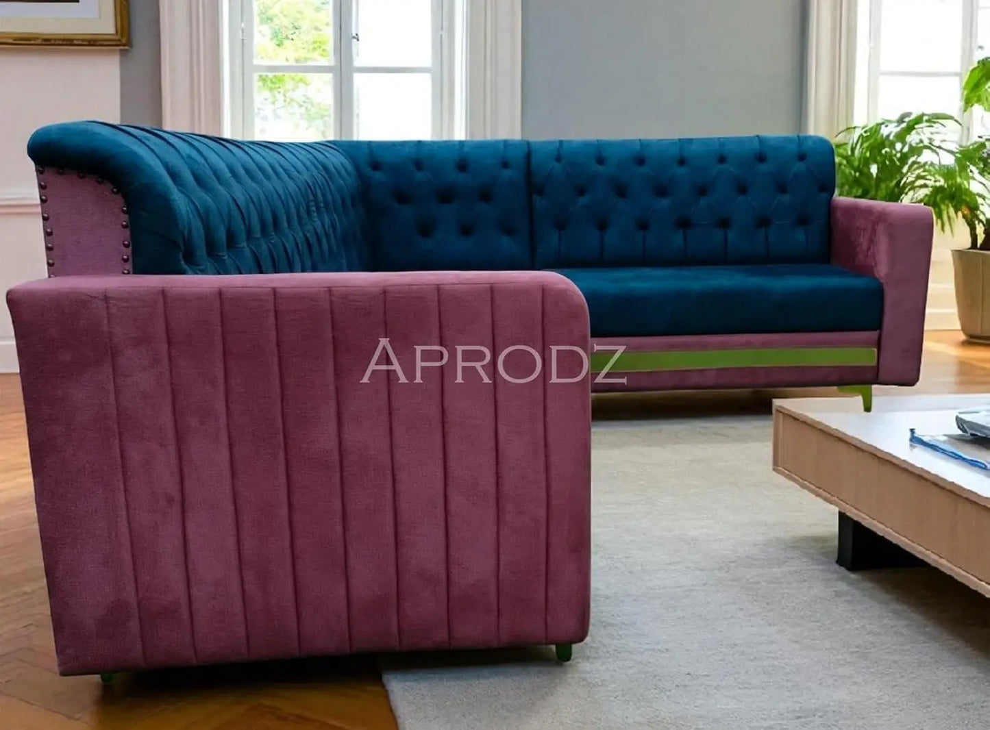 L-Shaped Sofa, Modern Sofa, Velvet Couch, Teal Sofa, Pink Sofa