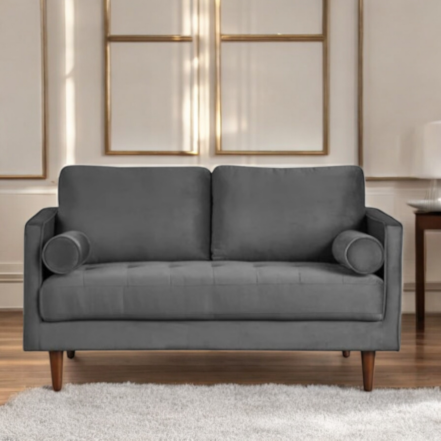 MidCen Wooden LHS L Shape 3 Seater Sectional Sofa Set with High-Density Comfortable Foam for Living Room (Fabric- Velvet Dark Blue)