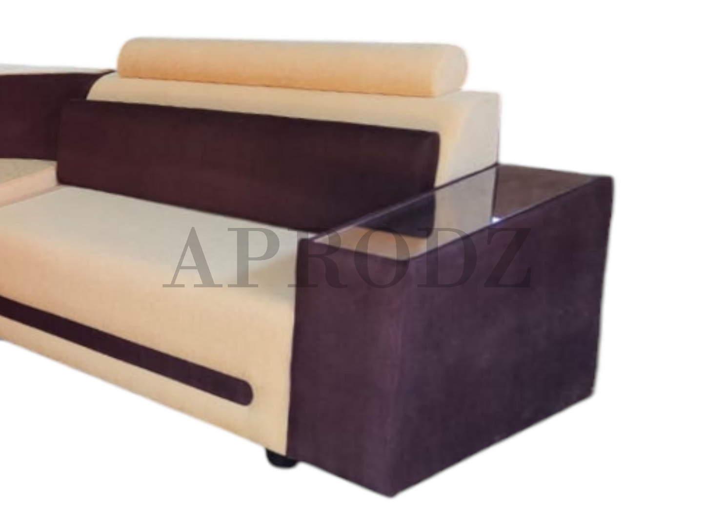 Modern L-Shaped Sectional Sofa, 6-Seater, Purple and Cream, Contemporary Design