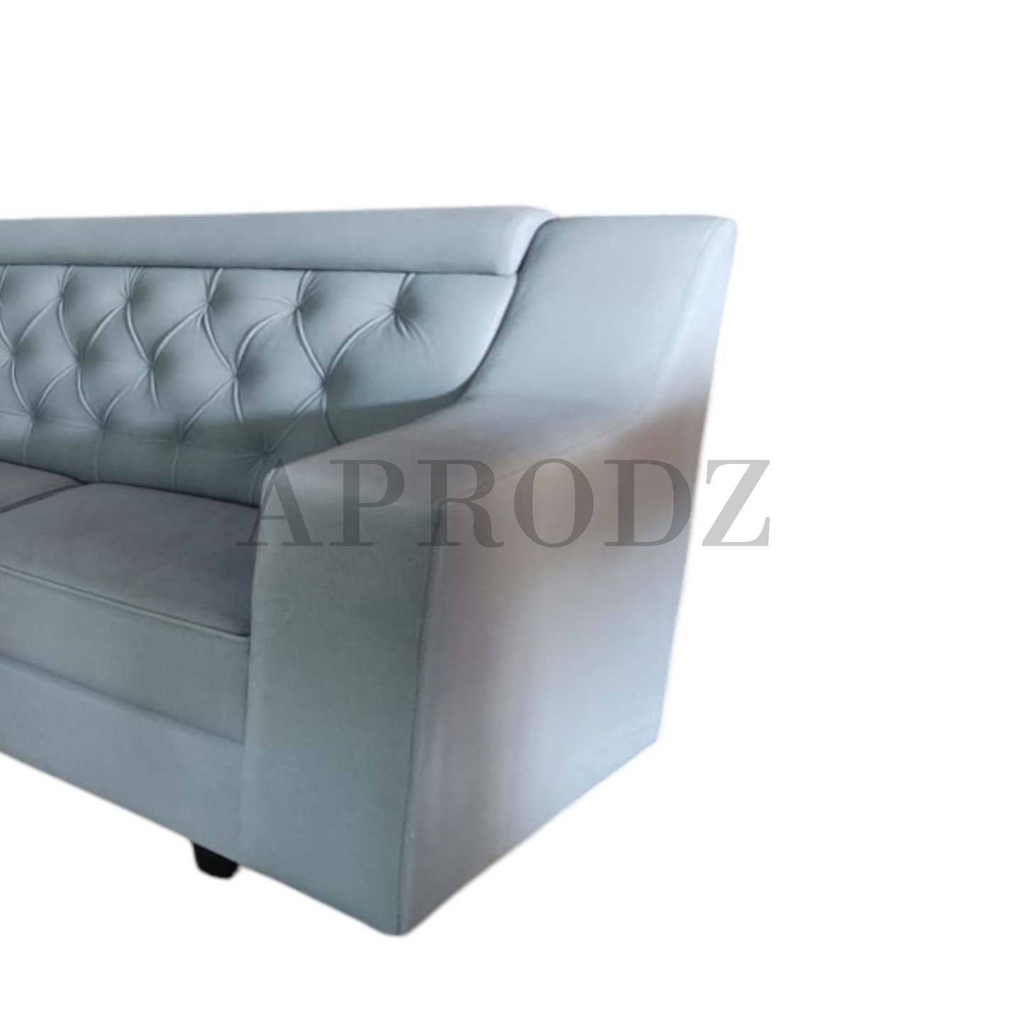 Modern L-Shaped Sectional Sofa, Tufted Back, 6-Seater, Light Grey
