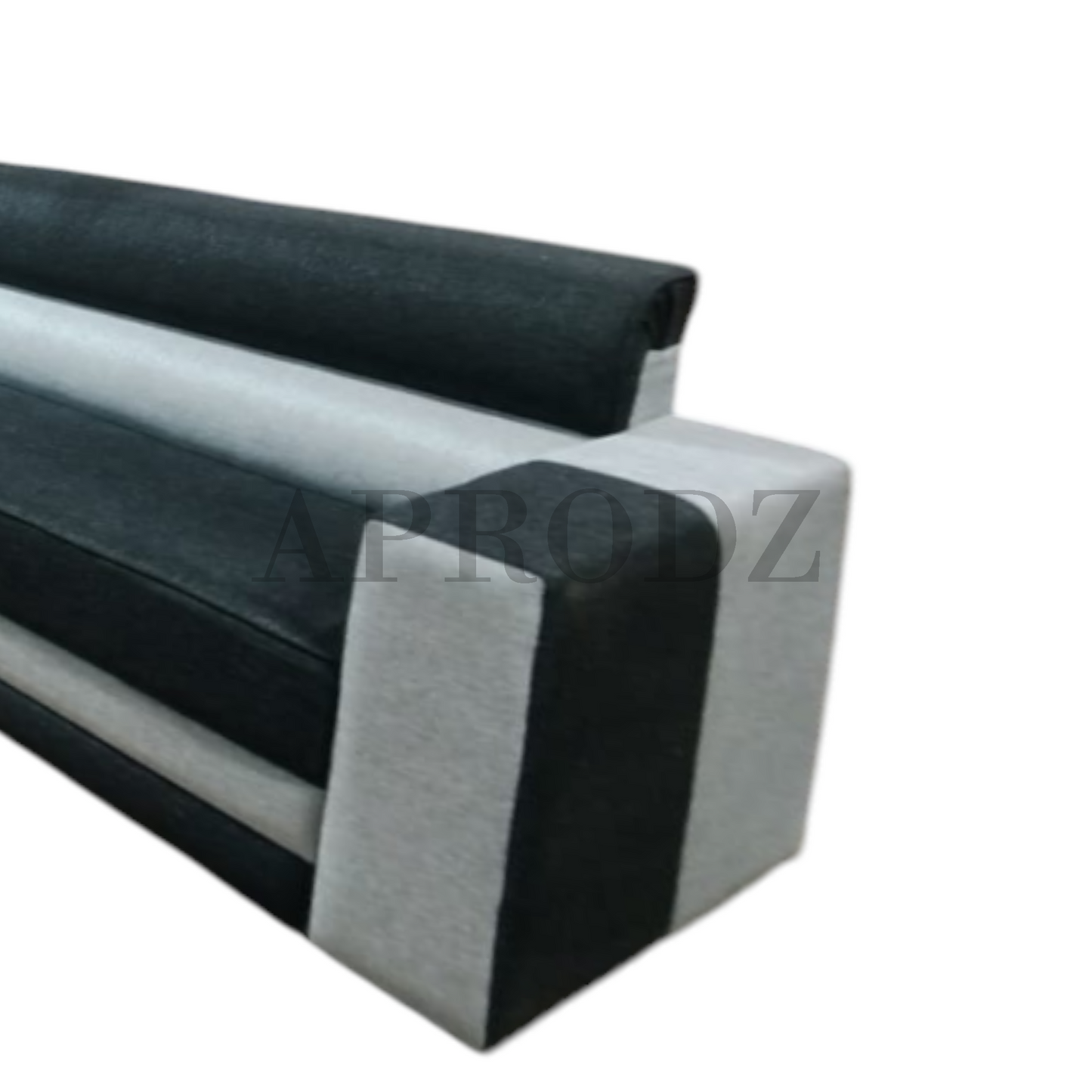 Modern L-Shaped Sectional Sofa, 6 Seater, Grey and Black Two-Tone