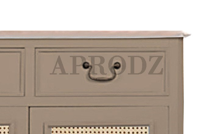 Cabinet with Cane | Front 4 Drawers 2 Shelves | Mango Wood Storage Organizer Rustic Durable Stylish Wooden Furniture Compact Design Home Decor