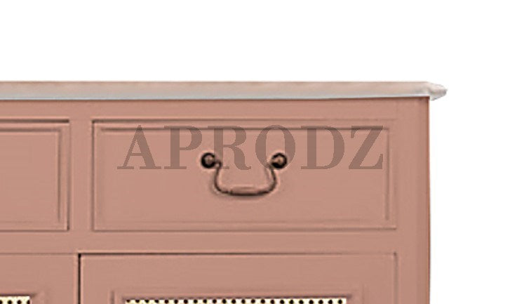 Cabinet with Cane | Front 4 Drawers 2 Shelves | Mango Wood Storage Organizer Rustic Durable Stylish Wooden Furniture Compact Design Home Decor