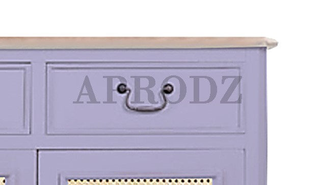 Cabinet with Cane | Front 4 Drawers 2 Shelves | Mango Wood Storage Organizer Rustic Durable Stylish Wooden Furniture Compact Design Home Decor