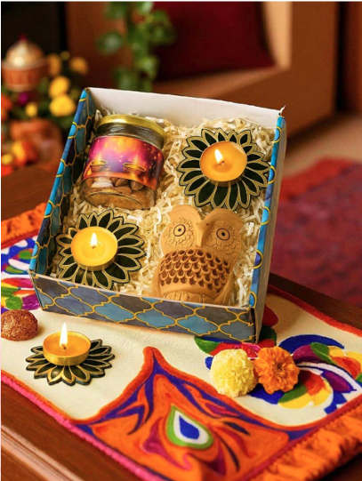 Diwali Dry Fruit & Décor Gift Hamper – Festive Glow Collection