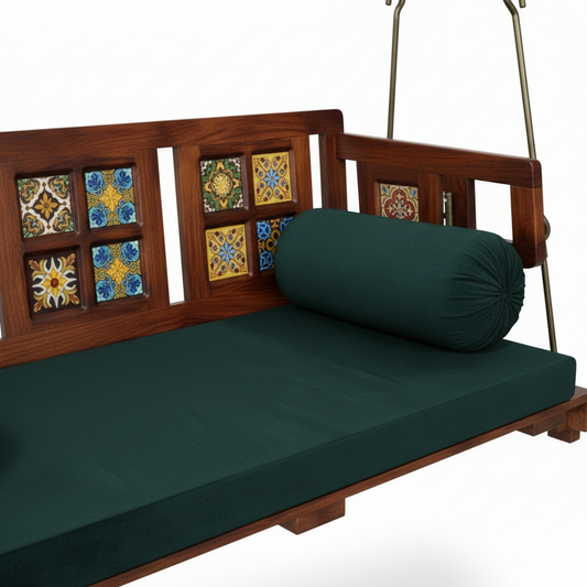 Reversible Wooden Swing Jhula with Brass Coated Chainfor Indoor Outdoor & Balcony | House