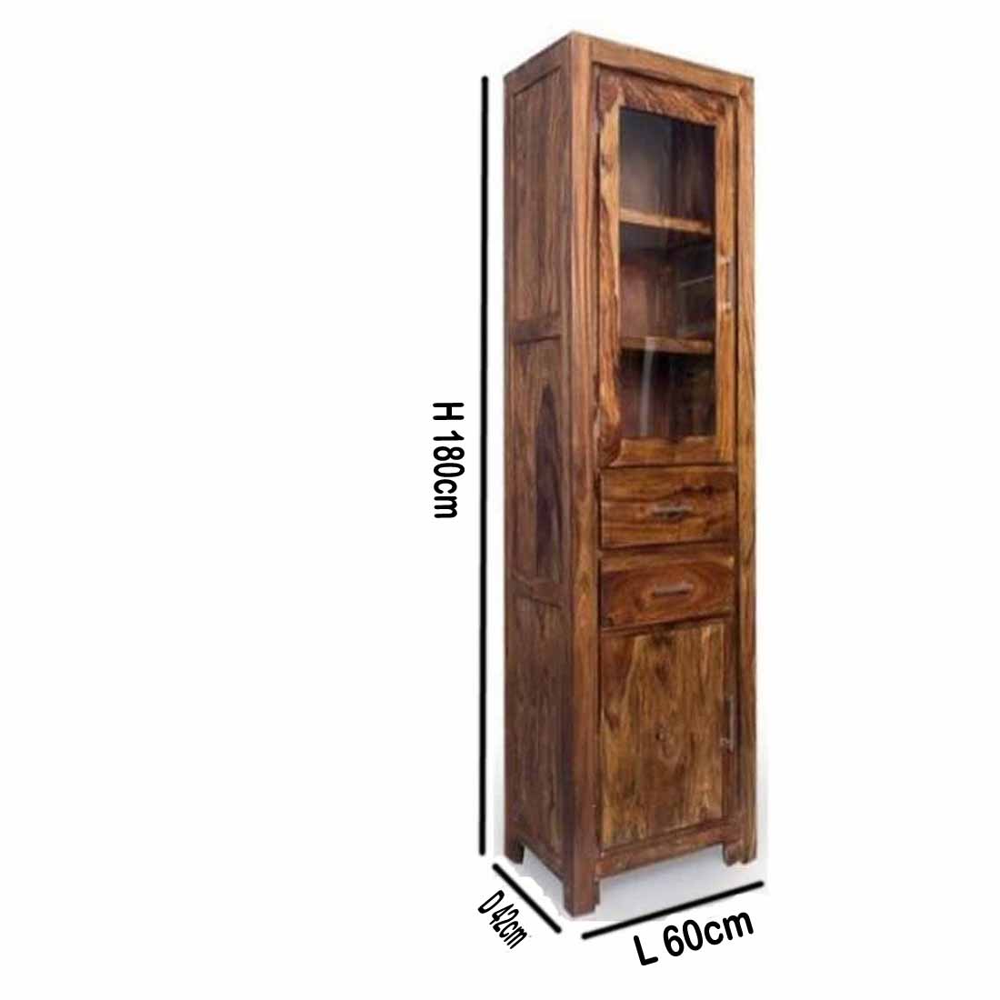 Sheesham Wood High Wooden Cabinet, Cupboard, Sideboard, Showcase or Library Bookcase