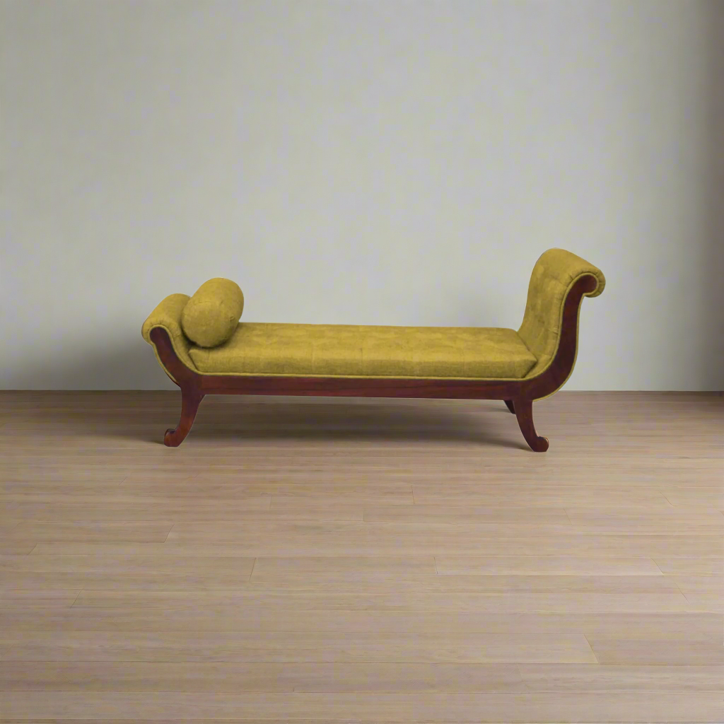 Celeste Couch Three Seater Upholstery and Sheesham Wood Sofa (Fabric - SKU Blue)