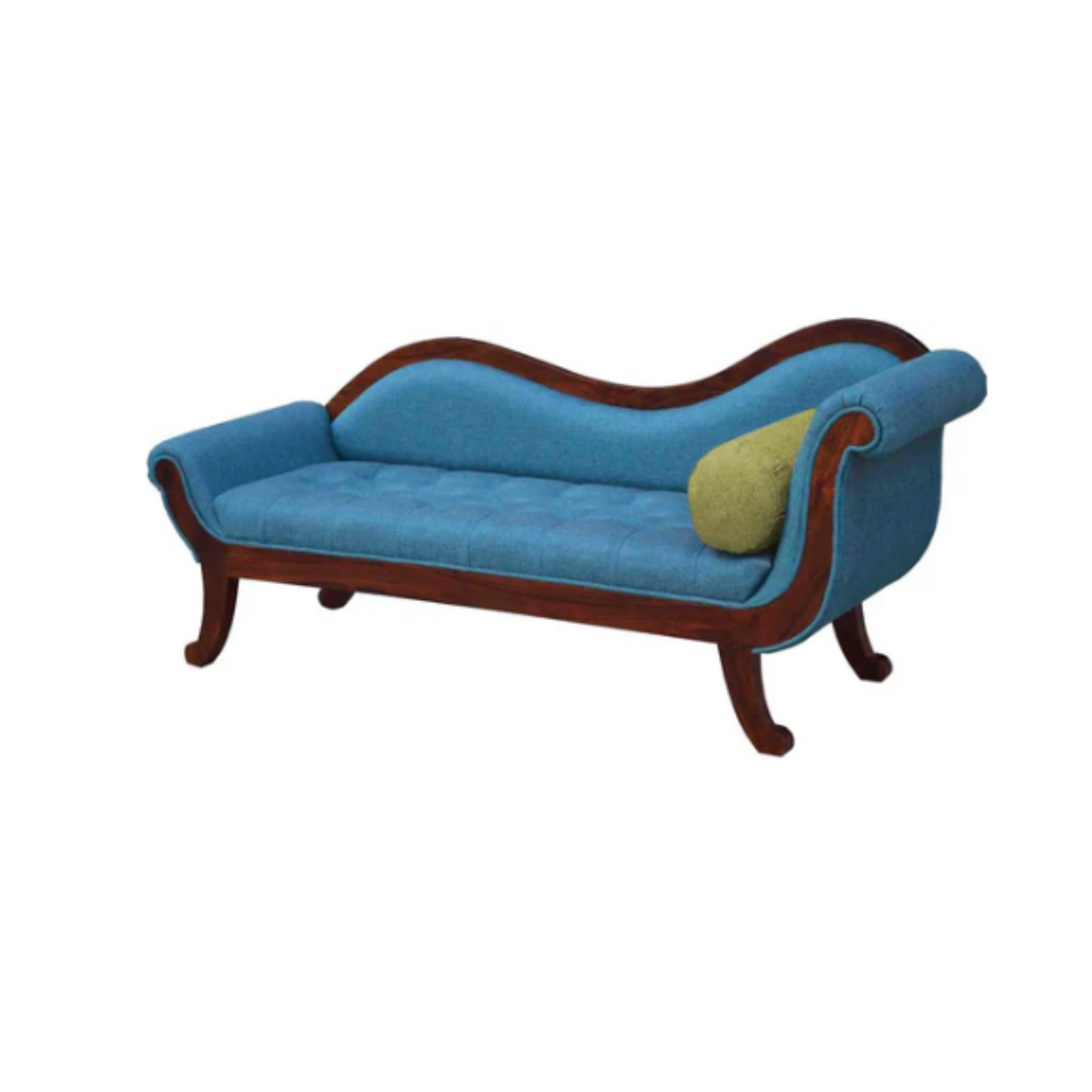 Byzantine Couch Three Seater Upholstery and Sheesham Wood Sofa (Fabric - Ochre Yellow)