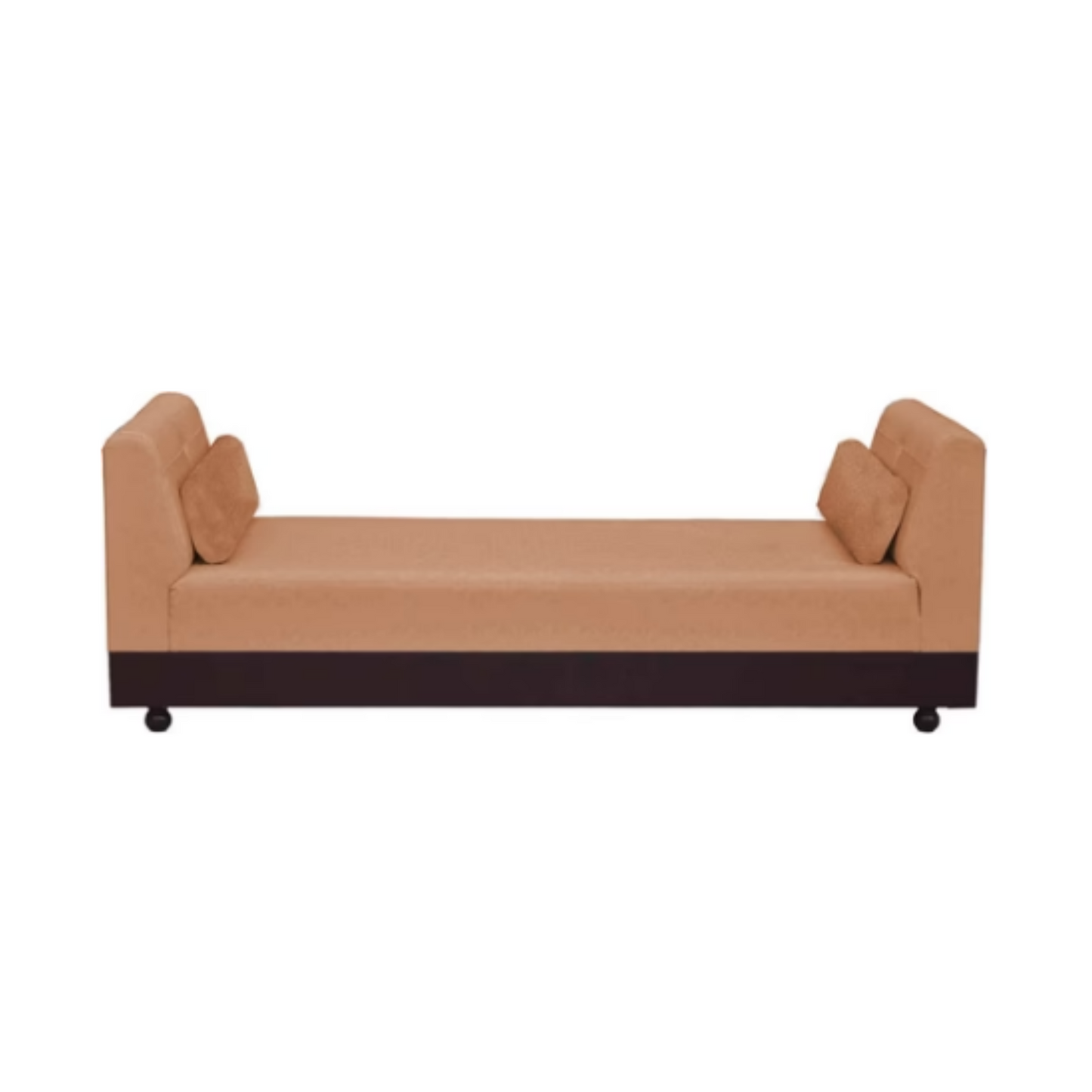 Couch Three Seater Upholstery and Mango Wood Sofa (Fabric + Sweet Orange Fabric + Walnut)