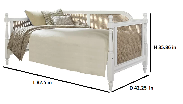 Kozlow Twin Size Mango Wood Cane Daybed (Solid Wood - White)