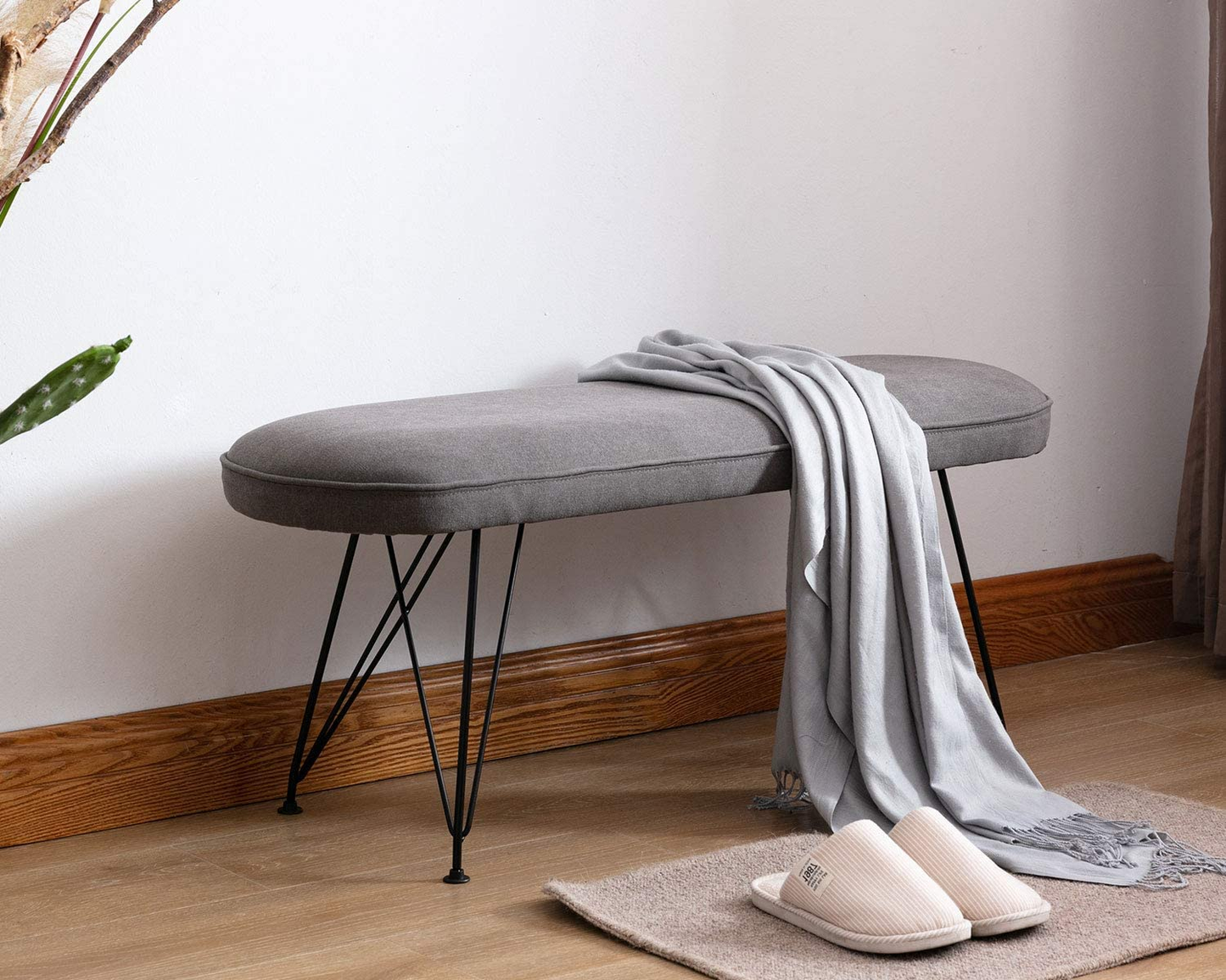 Ottoman Upholstered and Metal Bench