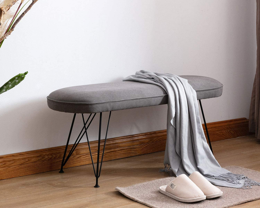 Ottoman Upholstered and Metal Bench