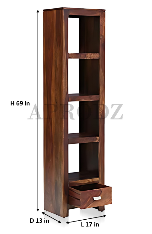 Bookshelf | Sheesham Wood Wooden Storage Organizer | Shelves Bookcase Rustic Durable, Stylish & Compact Design for Home, Office & Living Room | Furniture Organizer Elegant Finish (Brown 2)