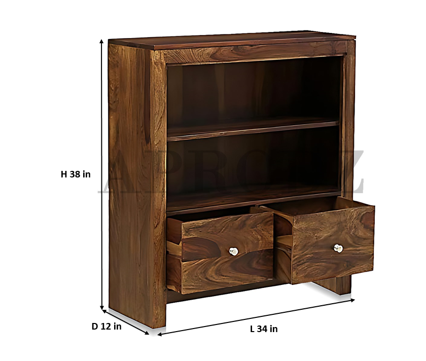 Bookshelf | Sheesham Wood Durable & Stylish Wooden Storage Organizer | Shelves Bookcase Rustic Elegant for Home Office Living Room | Compact Design Furniture Organizer (Rustic Teak)