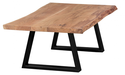Spigolosa Acacia Wood Top and Metal Base Coffee Table (Acacia Wood - Natural + Black Powder Coated)