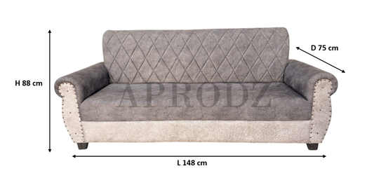 Sofa | Wood Frame Suede Fabric 40D Foam Cushion | Comfortable, Durable, Stylish & Modern for Living Room Furniture | Compact Design Lounge Seat Relaxation (Light Grey + Beige 4)