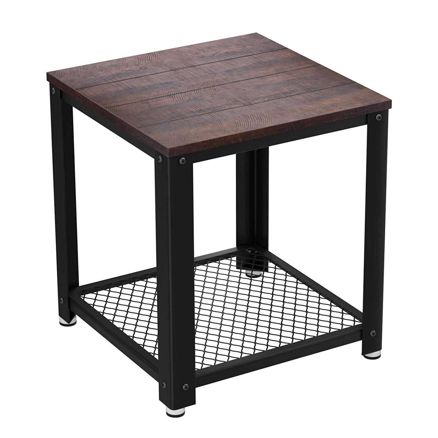 Nightstand and End Table with Mesh Shelf, Sturdy Metal Frame | Industrial Side