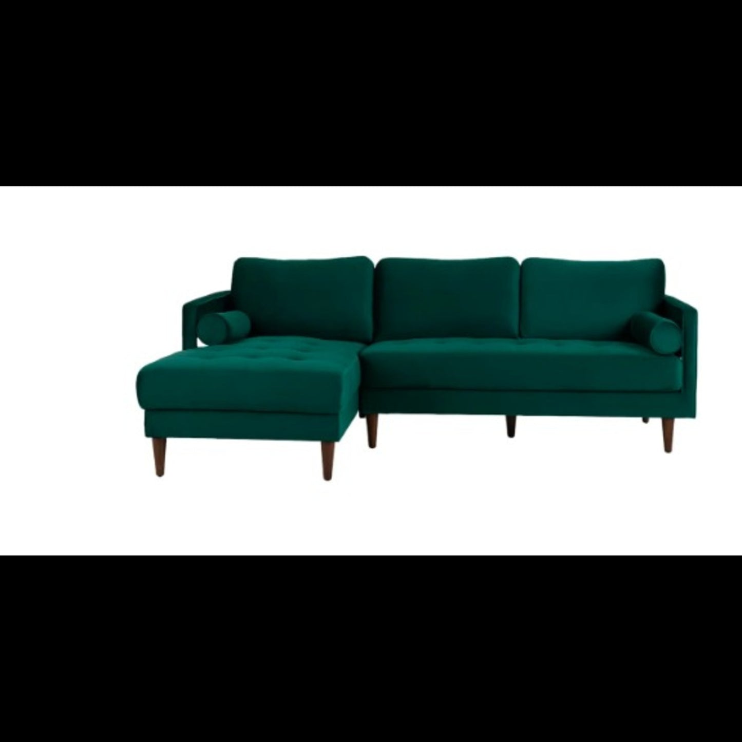 MidCen Wooden LHS L Shape 3 Seater Sectional Sofa Set with High-Density Comfortable Foam for Living Room (Fabric- Velvet Dark Green)