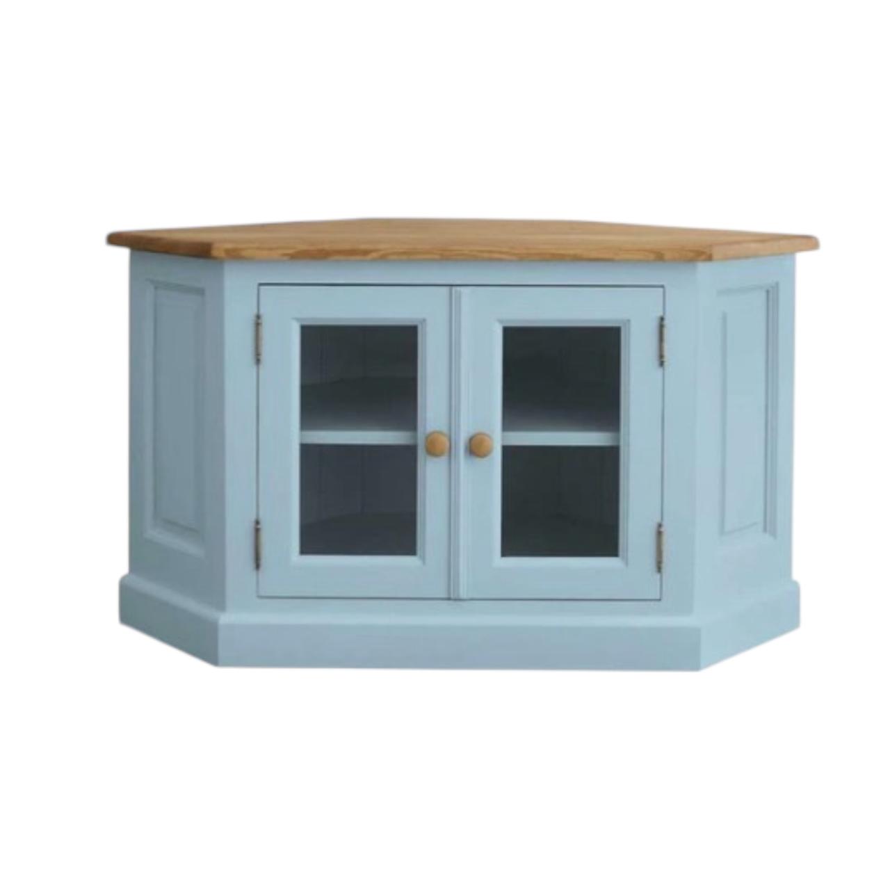 Mango Wood Borgia TV Stand Entertainment Unit for Living Room | Blue Finish