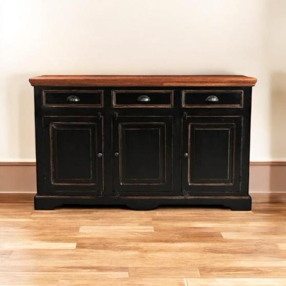 Mango Wood 2 Door TV Stand Cabinet for Living Room | Entertainment Unit Furniture | Black
