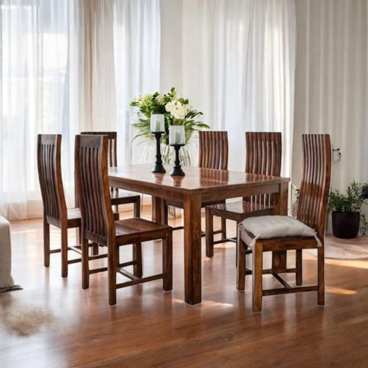 Sheesham Wood Epso 6 Seater Dining Table Set for Home | Dining Furniture | Brown Finish