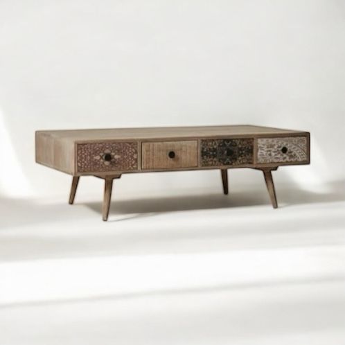Mango Wood Susannaberg Stylish Coffee Table for Living Room | Center Table for Home | Brown Finish