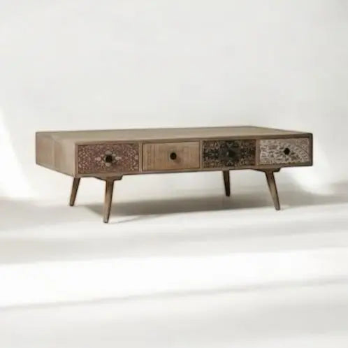 Mango Wood Susannaberg Stylish Coffee Table for Living Room | Center Table for Home | Brown Finish