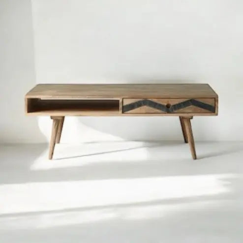 Mango Wood Calgua Stylish Coffee Table for Living Room | Center Table for Home | Brown Finish